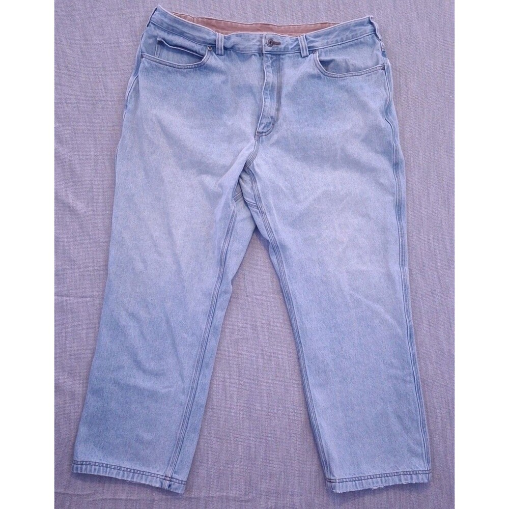Duluth Trading Co Ballroom Flex Jeans Mens 42x30 Relaxed Fit Light Wash